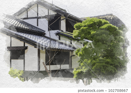 Watercolor style Saga castle town Shigenobu Okuma old residence Saga city, Saga prefecture Watercolor style Saga castle town Shigenobu Okuma old residence Saga city, Saga prefecture 102708667