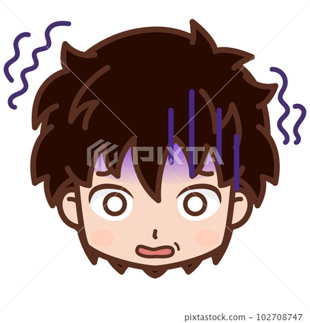 臉/面部表情圖標（害怕/蒼白）/男性/年輕[4] 102708747