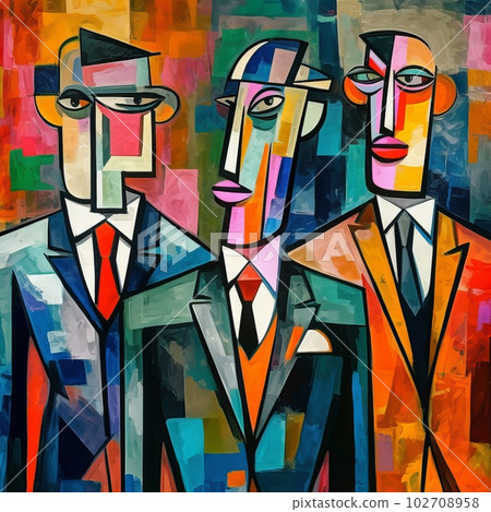 Multiple businessmen drawn in art, Generative AI AI image Multiple businessmen drawn in art, Generative AI AI image 102708958