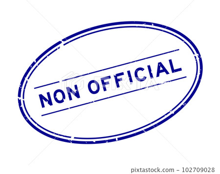 Grunge blue non official word oval rubber seal stamp on white background 102709028