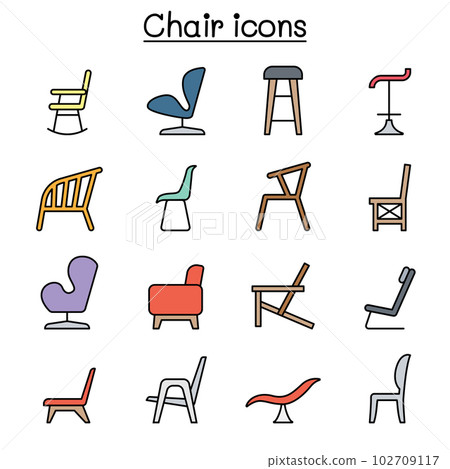 Chair color line icon set Chair color line icon set 102709117