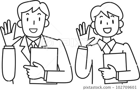 以微笑回應的西裝青年男女上半身 102709601