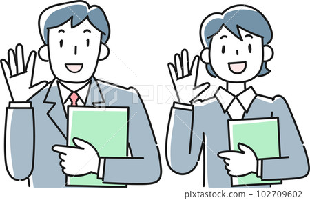 以微笑回應的西裝青年男女上半身 102709602