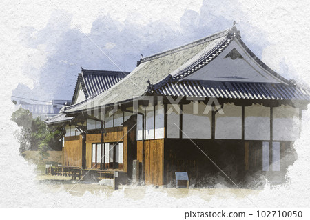 水彩風格的佐賀城遺址 本丸御殿 佐賀縣佐賀市 102710050