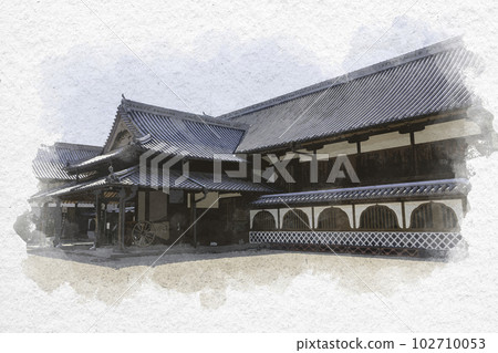 Watercolor-style Saga Castle Ruins Honmaru Palace Saga City, Saga Prefecture Watercolor-style Saga Castle Ruins Honmaru Palace Saga City, Saga Prefecture 102710053
