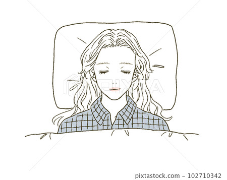 Illustration of a woman sleeping in a beauty bed Illustration of a woman sleeping in a beauty bed 102710342