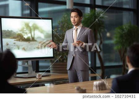 Businessman giving a presentation: AI generated image 102710431