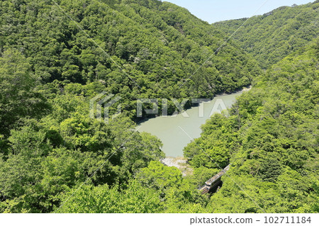 Iida Line and Tenryu River in the fresh green 102711184