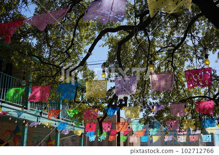 在歷史市場看到的傳統墨西哥 papel picado 在歷史市場看到的傳統墨西哥 papel picado 102712766
