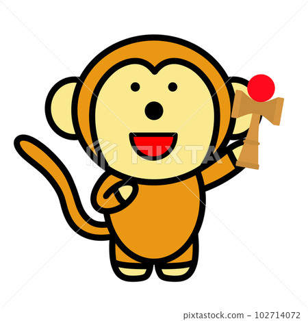 Illustration of monkey with kendama 102714072