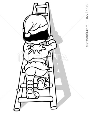 Drawing of a Dwarf Climbing a Ladder 102714870