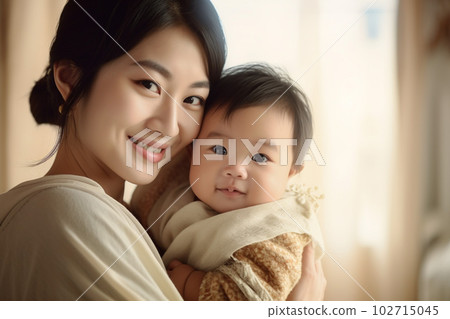 Mother holding baby: AI-generated image 102715045
