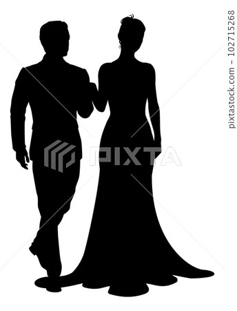 Bride And Groom Couple Wedding Dress Silhouettes Bride And Groom Couple Wedding Dress Silhouettes 102715268