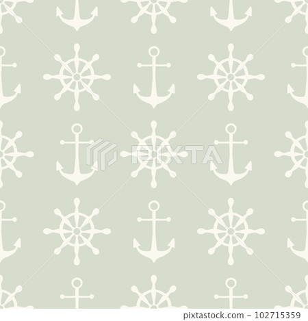 Ship anchors vector seamless pattern. Boat accessories, vessel attributes monocolor background. Ship anchors vector seamless pattern. Boat accessories, vessel attributes monocolor background. 102715359