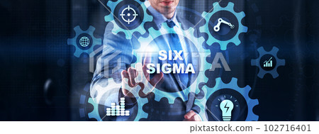 Six Sigma Manufacturing Quality control. Process improving concept. Business internet tehcnology Six Sigma Manufacturing Quality control. Process improving concept. Business internet tehcnology 102716401
