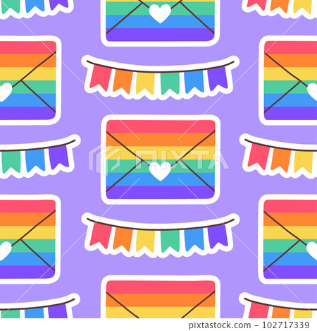 LGBT seamless pattern. Symbol of the LGBT community. LGBT pride or Rainbow elements. LGBT flag or Rainbow flag. 102717339