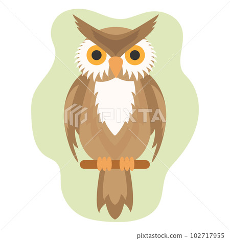An owl on a branch. Flat-style print An owl on a branch. Flat-style print 102717955