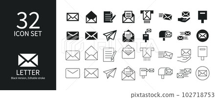 Icon set related to letters Icon set related to letters 102718753