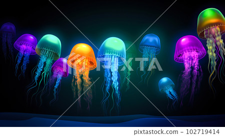 五顏六色的水母形象“人工智能生成的形象” 五顏六色的水母形象“人工智能生成的形象” 102719414
