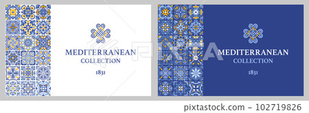 Label Or Card With Azulejo Tile pattern 102719826