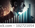 Stock market financial growth chart . Progress bar panel hologram style. Generative AI 102721054