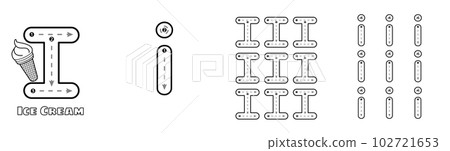 Letter I trace uppercase and lowercase ABC alphabet worksheet for kids English vocabulary. Handwriting tracing practice vector illustration Letter I trace uppercase and lowercase ABC alphabet worksheet for kids English vocabulary. Handwriting tracing practice vector illustration 102721653