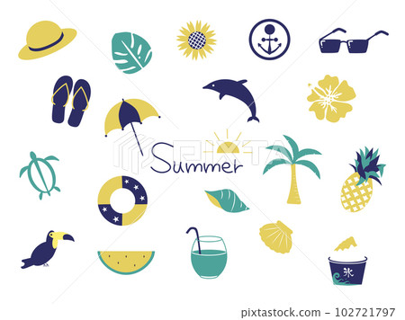 Fashionable icon set about summer beach Fashionable icon set about summer beach 102721797