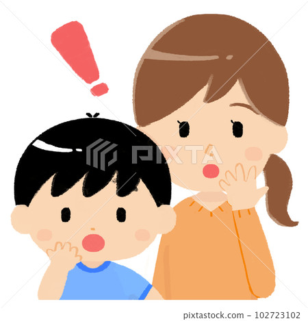 帶著驚訝表情的父母和孩子 102723102