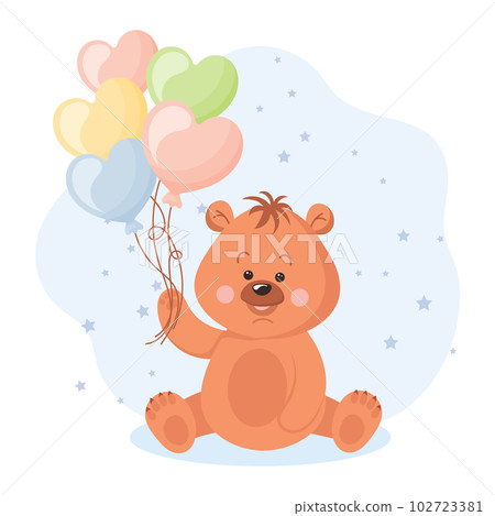 Cute cartoon teddy bear with heart shaped... - Stock Illustration ...