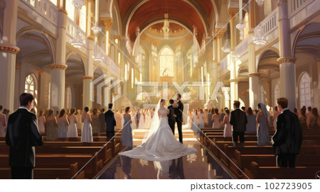 Wedding, a man in a tuxedo and a woman in a wedding dress AI image Wedding, a man in a tuxedo and a woman in a wedding dress AI image 102723905