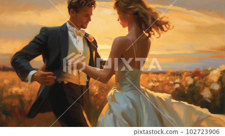 Wedding, a man in a tuxedo and a woman in a wedding dress AI image Wedding, a man in a tuxedo and a woman in a wedding dress AI image 102723906