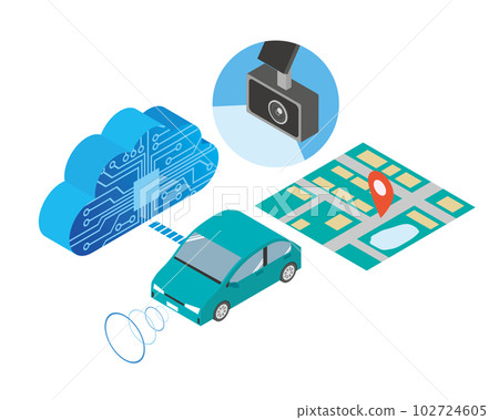 Car and network image illustration Car and network image illustration 102724605