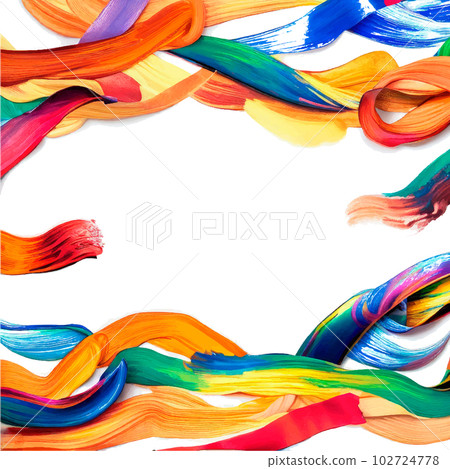 Colorful watercolor hand drawn paper texture torn splatter banner. Wet brush painted spots and strokes abstract vector illustration. 102724778