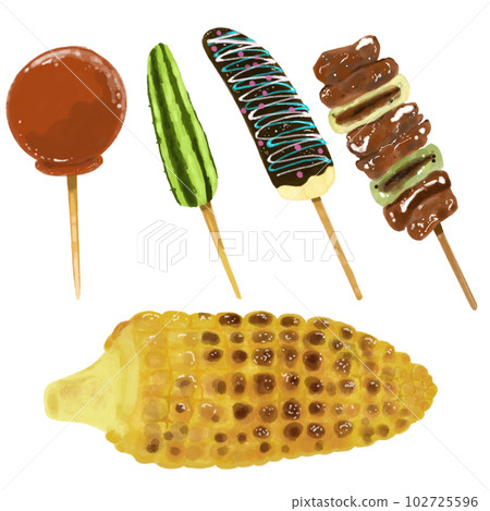 攤位食物的插圖 攤位食物的插圖 102725596