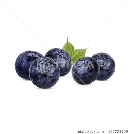 Fresh blueberry with drops isolated on white background 102725599