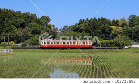 A train stopping at Kazusakawama Station A train stopping at Kazusakawama Station 102725692