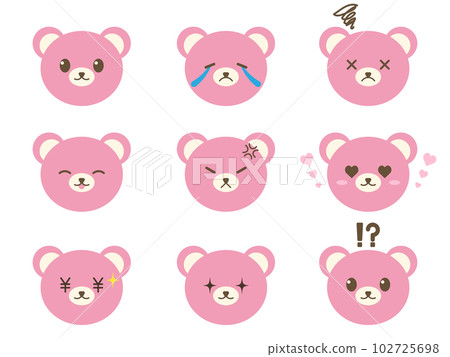 A set of 9 face icons with various expressions Bear A set of 9 face icons with various expressions Bear 102725698