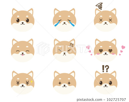 Set of 9 face icons with various expressions Mr. Inu 102725707