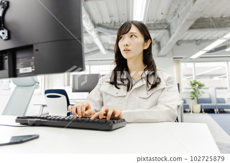 business woman working in work clothes business woman working in work clothes 102725879