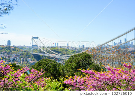 View of Istanbul from Otagtepe with Fatih Bridge. Travel Istanbul background photo. 102726010