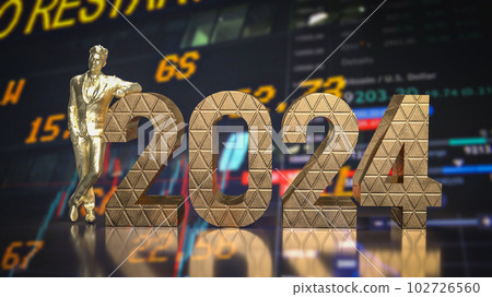 The Business man and number 2024 on chart Background 3d rendering The Business man and number 2024 on chart Background 3d rendering 102726560