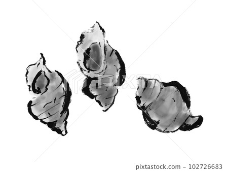 Japanese-style hand-drawn illustration of mussel Japanese-style hand-drawn illustration of mussel 102726683
