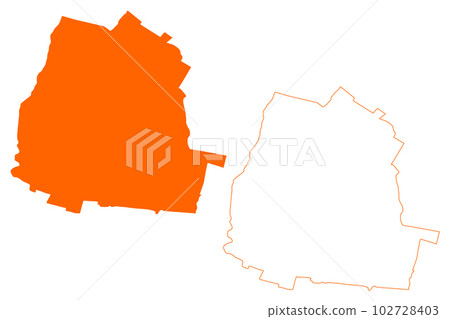 Heiloo town and municipality (Kingdom of the Netherlands, Holland, North Holland or Noord-Holland province) map vector illustration, scribble sketch map 102728403