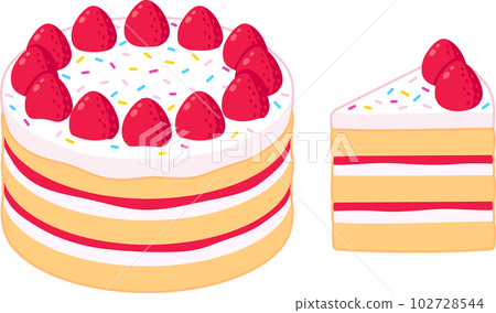 Strawberry birthday cake cartoon Strawberry birthday cake cartoon 102728544