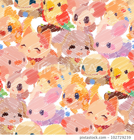 Cute little animal pets with a kind smiling faces and big eyes. 102729239