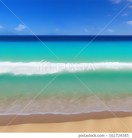 夏日海浪拍打著藍天和沙灘的風景“AI 生成的圖像” 夏日海浪拍打著藍天和沙灘的風景“AI 生成的圖像” 102729385