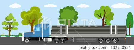 Trailer truck long vehicle on road,natural landscape in the back Trailer truck long vehicle on road,natural landscape in the back 102730535