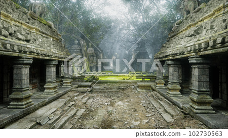 Ancient temple ruins, 3d render Ancient temple ruins, 3d render 102730563