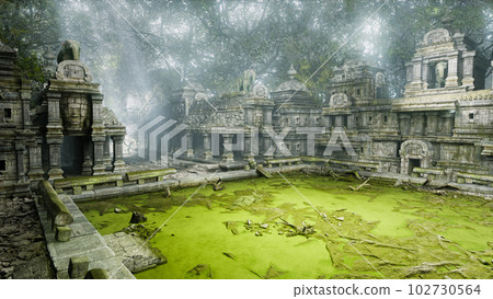 Ancient temple ruins, 3d render Ancient temple ruins, 3d render 102730564