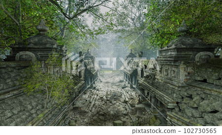 Ancient temple ruins, 3d render Ancient temple ruins, 3d render 102730565